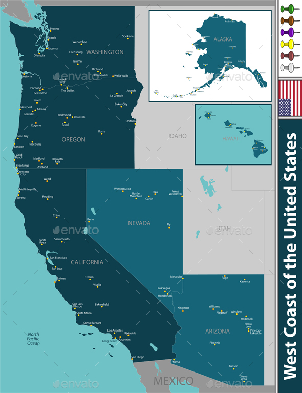 United States Map West Coast 01 Map Of West Coast Of The United States 02 